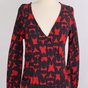 Diane Von Furstenberg Red Summer Print Dress Cover Up Tunic Party Faux Wrap Sz 4